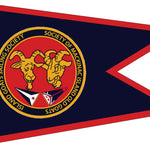 Custom PRINTED Nylon BURGEE featuring a logo with two goats on a flag, available in various sizes, for promoting organizations, businesses, or boats.