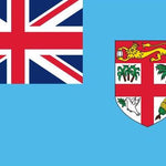 Fiji Flag Printed Nylon 3' x 5', featuring a shield emblem and cross on durable, UV-resistant nylon with brass grommets for outdoor use.