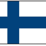 Finland Flag Printed Nylon 3' x 5' featuring a blue cross on a white background, durable canvas header, and brass grommets for outdoor use.