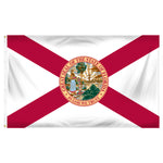 Florida State Spun Polyester 3' x 5' Flag featuring a red cross, state seal, and solid brass grommets.