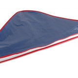 US Flag Memorial PLASTIC Case for 5' x 9.5' US Flag, featuring a clear plastic front and solid dark blue back, designed for storing or traveling.