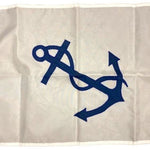 Fleet Captain Yacht Club Officer Flag Sewn Applique Nylon 16 x 24 with blue anchor design, made in Florida, featuring durable, UV-resistant nylon and brass grommets.