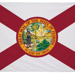 Florida State Flag 3' x 5' Printed Nylon, featuring a red St. Andrew's cross on white background with the state seal in the center, suitable for outdoor use.