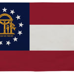 Georgia State Flag 5' x 8' Printed Nylon, featuring a white stripe, blue circle with a white star, strong canvas header, brass grommets, UV-resistant nylon.