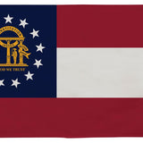 Georgia State Flag 5' x 8' Printed Nylon, featuring a white stripe, blue circle with a white star, strong canvas header, brass grommets, UV-resistant nylon.