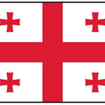 Georgia Republic Flag Printed Nylon 3' x 5' with red cross on white background, features durable canvas header and brass grommets for outdoor use.