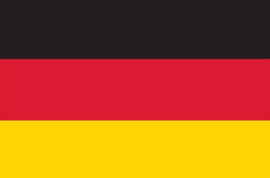 Germany Courtesy Flag 12 x 18 Nylon with canvas header and brass grommets, featuring a red, black, and yellow design. Made in the USA.