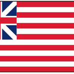 Grand Union Historic American Flag Printed Nylon 3' x 5'; features 13 stripes and British Union Flag in the canton, with canvas header and brass grommets.