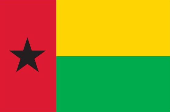 Guinea Bissau Flag Printed Nylon 3' x 5', features a black star on a red, yellow, and green flag, with sturdy canvas header and brass grommets.