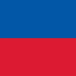 Haiti Courtesy Flag 12 x 18, made of Marine-grade solarmax nylon with a canvas header and brass grommets, displaying a red and blue design.