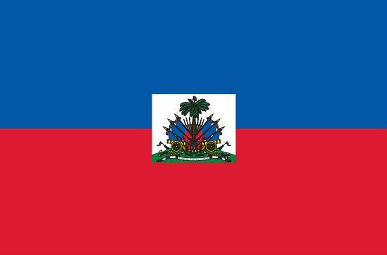 Haiti Flag Printed Nylon 2' x 3' featuring a palm tree and cannons emblem, designed for indoor or outdoor use with durable construction and brass grommets.