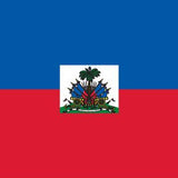 Haiti Flag Printed Nylon 3' x 5' displayed with a detailed palm tree and weapon emblem, featuring durable materials and strong construction for indoor or outdoor use.