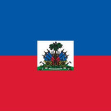 Haiti Flag Printed Nylon 3' x 5' with a palm tree and weapons emblem, durable for outdoor use, featuring strong canvas header and brass grommets.