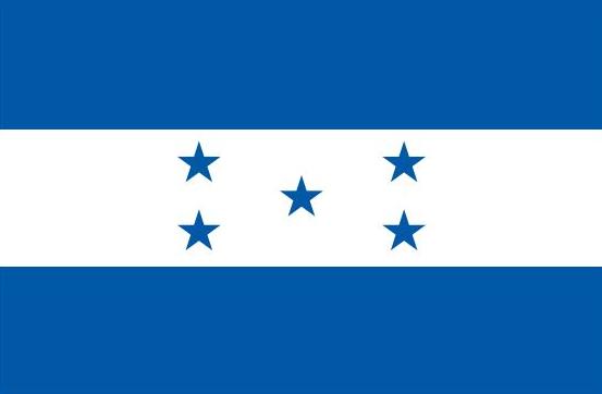 Honduras Flag Printed Nylon 2' x 3' with stars and two brass grommets, designed for indoor or outdoor use, featuring durable UV-resistant material.