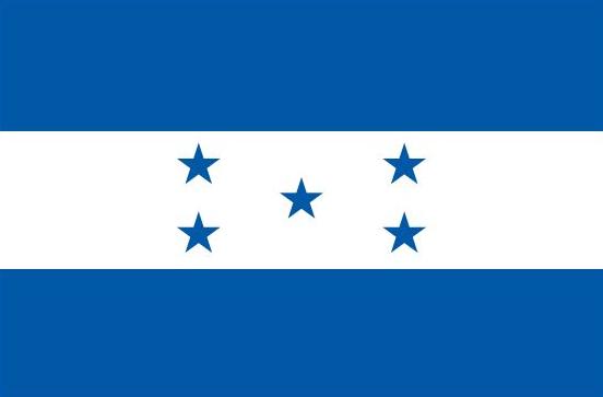 Honduras Flag Printed Nylon 3' x 5' with stars, blue and white design, strong canvas header, and two brass grommets for outdoor use.