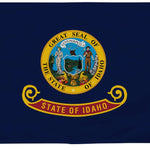 Idaho State Flag 3' x 5' Printed Nylon with the state seal, featuring a deer, strong canvas header, brass grommets, and UV-resistant material for outdoor use.