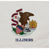 Illinois State Flag 12 x 18 Printed Nylon featuring a bald eagle with a shield, suitable for outdoor use, with brass grommets and UV-resistant material.