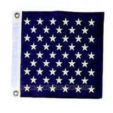 US Navy Union Jack Nylon Embroidered Stars 20 x 26 with blue background, white stars, brass grommets, representing US maritime nationality.