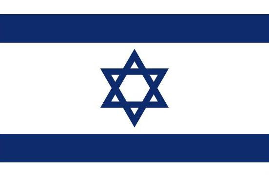 Israel Courtesy Flag 12 x 18 Nylon, featuring a blue Star of David on a white background with blue stripes, brass grommets, and a strong canvas header.