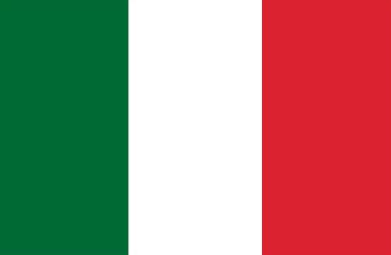 Italy Flag Printed Nylon 2' x 3' with red, white, and green stripes, featuring strong canvas header, brass grommets, and durable stitching for indoor or outdoor use.