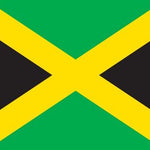 Jamaica Flag Printed Nylon 3' x 5' with canvas header and brass grommets, designed to UN specifications for indoor or outdoor use.