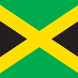 Jamaica Flag Printed Nylon 3' x 5' with canvas header and brass grommets, designed to UN specifications for indoor or outdoor use.