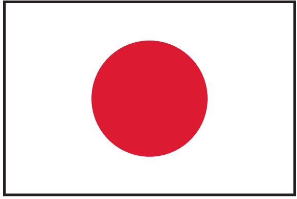 Japan Flag Printed Nylon 3' x 5' featuring a red circle on a white background, durable with canvas header and brass grommets for indoor or outdoor use.