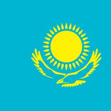 Kazakstan Flag Printed Nylon 3' x 5', featuring a blue field with a yellow sun and wings design, durable for outdoor use with brass grommets.