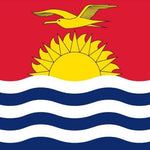 Kiribati Flag Printed Nylon 3' x 5' featuring a yellow bird and sun, blue and white waves, with strong canvas header and brass grommets.