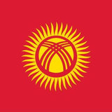 Kyrgyzstan Flag Printed Nylon 3' x 5' featuring a sun and lines, ideal for outdoor use with brass grommets and lock-stitching for durability.