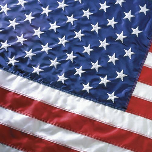 5' x 8' American Flag - Cotton US Flag with Embroidered Stars and Sewn Stripes, showcasing detailed stitching and quality materials for a proud display.