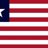 Liberia Flag Printed Nylon 3' x 5' with a white star on a blue field and red and white stripes, featuring durable brass grommets for outdoor use.