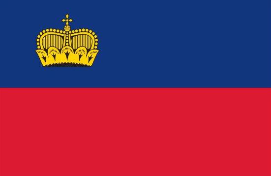 Liechtenstein Flag Printed Nylon 3' x 5' featuring a yellow crown on a blue background, designed for outdoor use with sturdy brass grommets and durable nylon fabric.