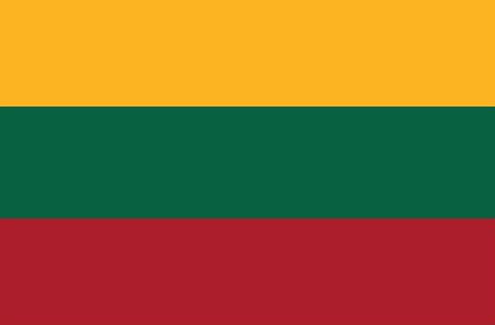 Lithuania Flag Printed Nylon 3' x 5' with official UN design, strong canvas header, and two brass grommets for indoor or outdoor use.