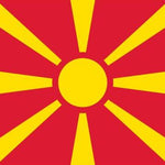 Macedonia Flag Printed Nylon 3' x 5' featuring a yellow sun design, strong canvas header, and brass grommets for outdoor use.