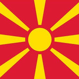 Macedonia Flag Printed Nylon 3' x 5' featuring a yellow sun design, strong canvas header, and brass grommets for outdoor use.