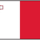 Malta Flag Printed Nylon 3' x 5', featuring a red and white design with a cross, durable canvas header, and brass grommets for indoor or outdoor use.