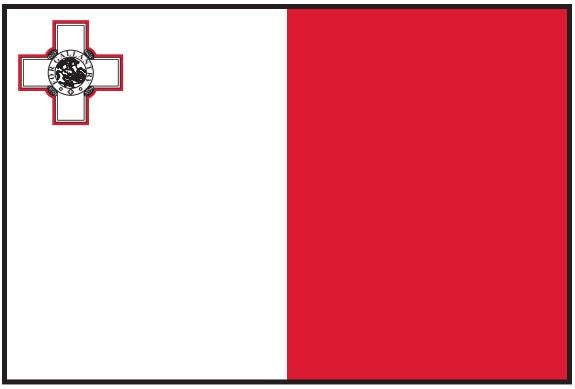 Malta Flag Printed Nylon 3' x 5', featuring a red and white design with a cross, durable canvas header, and brass grommets for indoor or outdoor use.