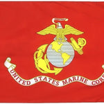 US Marine Corps Printed Flag featuring an eagle and globe emblem, made of heavyweight nylon with a strong canvas header and solid brass grommets.