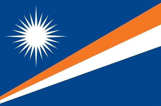 Marshall Islands Flag Printed Nylon 3' x 5' featuring a white star, strong canvas header, and two brass grommets for indoor or outdoor use.