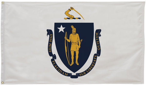 Massachusetts Flagge 90x152 Cm – Doppelseitig, Aus Robustem Polyester, Mit 2 Messingösen, Für Den Außenbereich