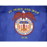 US Merchant Marine Flag Printed Nylon 2' x 3', featuring a red eagle and anchor emblem with yellow text, durable heavyweight nylon, and brass grommets.