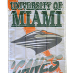 University of Miami Hurricanes Vintage 27 x 41 Polyester Banner with Pole Sleeve, featuring bold text and logo, ideal for dedicated fans.