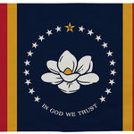 Mississippi State Flag 2' x 3' Printed Nylon, featuring a white flower with a yellow center, blue background, and strong canvas header with brass grommets.