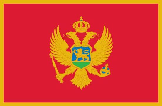 Montenegro Flag Printed Nylon 3' x 5' with two eagles and a crown, featuring a strong canvas header and two brass grommets for durability.