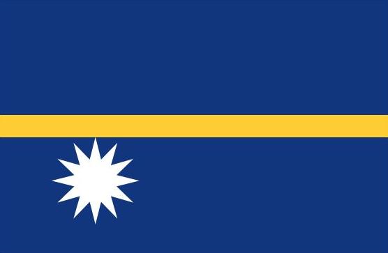 Nauru Flag Printed Nylon 3' x 5' with a white star, blue and yellow sections, canvas header, and brass grommets for outdoor use.