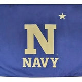 US Naval Academy Logo Flag with a white N on blue background, featuring a strong canvas header and brass grommets.