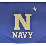 US Naval Academy Logo Flag Printed Nylon 3' x 5' featuring a white 'N' on a blue background; includes strong canvas header and brass grommets.