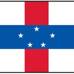 Netherlands Antilles Courtesy Flag 12 x 18, marine-grade nylon, features stars and stripes, equipped with a canvas header and brass grommets for durability.