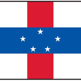 Netherlands Antilles Courtesy Flag 12 x 18, marine-grade nylon, features stars and stripes, equipped with a canvas header and brass grommets for durability.